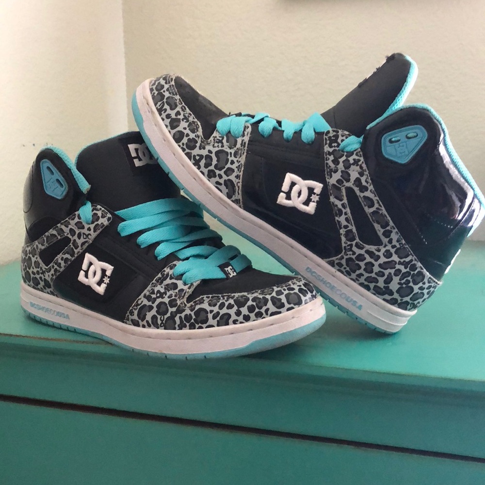 Light Blue Snow Leopard DC High tops